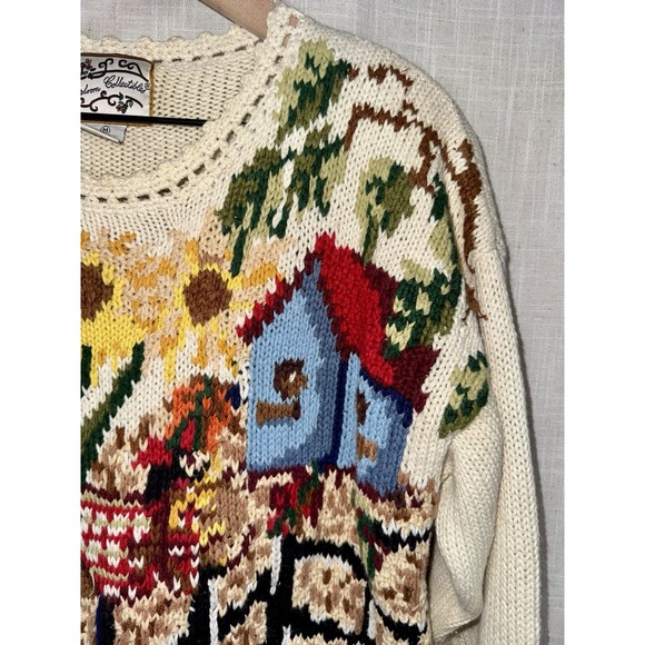 1995 Vtg Heirloom Collectibles Scarecrow PUMPKINS Women's M Sweater Fall Autumn - Picture 3 of 12
